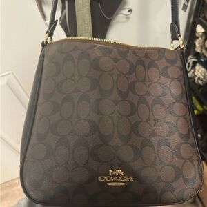 Coach Black and Brown Signature Shoulder Bag